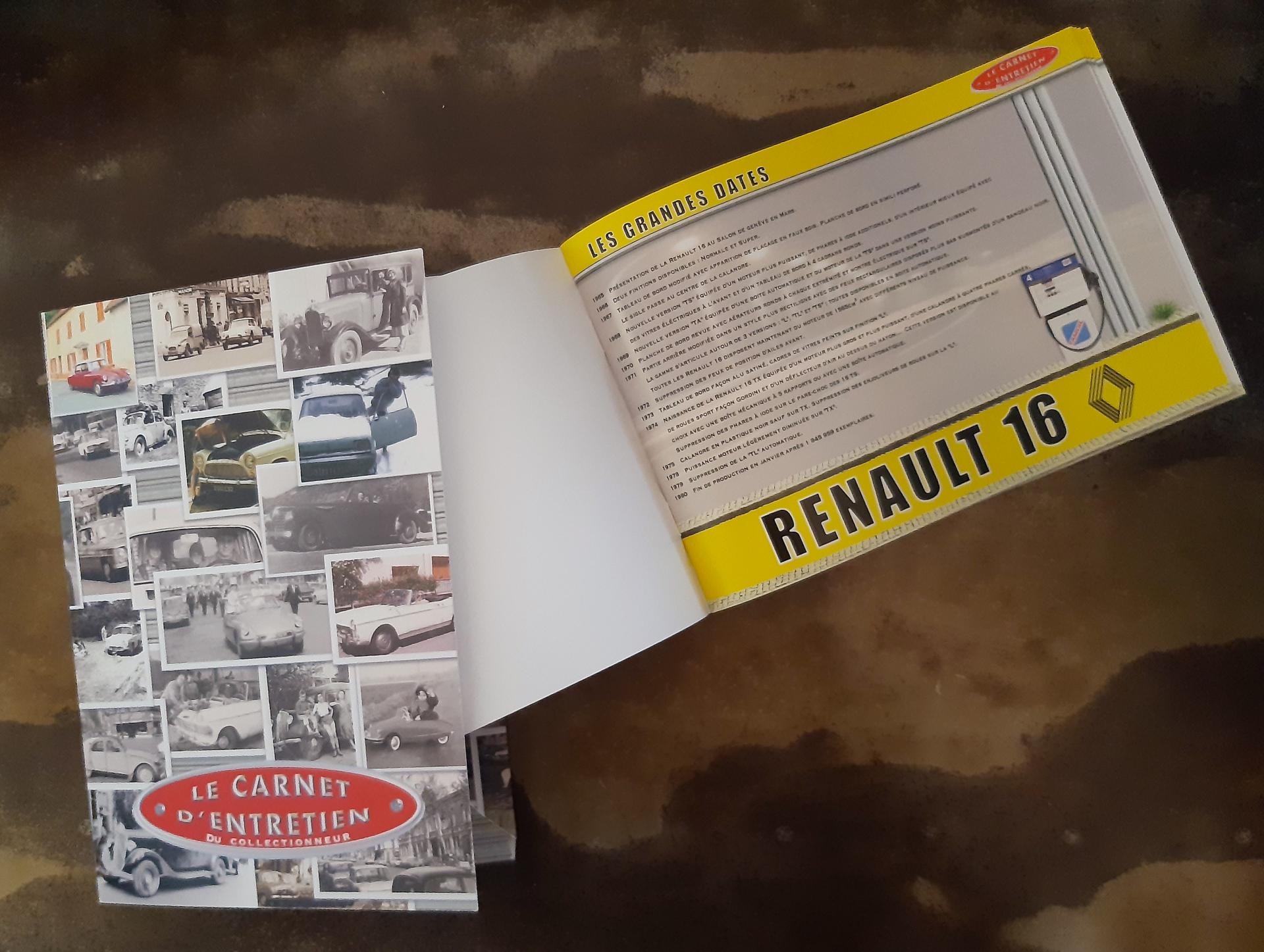 carnet d'entretien Renault 16 R16